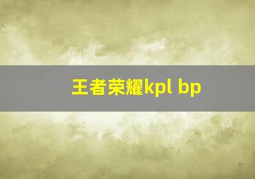 王者荣耀kpl bp